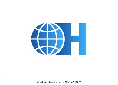 H letter Logo, world globe logo design.