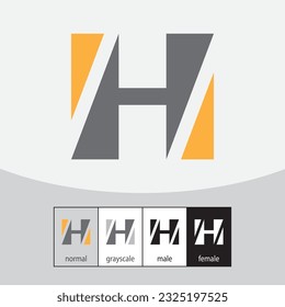 H Letter Logo. Yellow and Gray - Vector