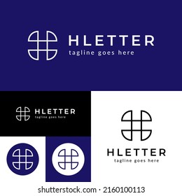 H letter Logo.Round square shape Logo Template.Vector Illustration.Black And White color.