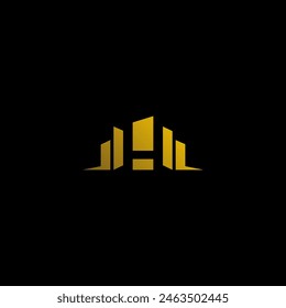 Diseño de logotipo H Letter monogram gold. Diseño de logotipo de construcción de símbolo H. Adecuado para su necesidad de diseño, logotipo, ilustración, animación, etc.
