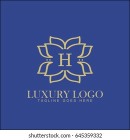 H letter. Luxury logo template flourishes calligraphic elegant ornament lines. Business sign, identity for Restaurant, Royalty, Boutique, Hotel, Jewelry, Fashion and other vector illustration