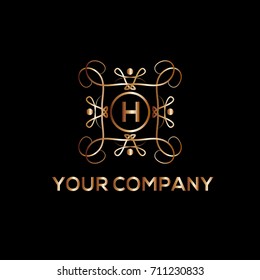 H letter luxury monogram. Boutique, hotel or restaurant logo template