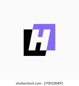 Ilustración de icono de Vector de logotipo cuadrado de marca de letra h