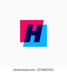 Ilustración de icono de Vector de logotipo cuadrado de marca de letra h