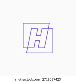 Ilustración de icono de Vector de logotipo cuadrado de marca de letra h
