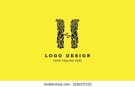 H letter minimal professional creative simple minimalist logo design with yellow template