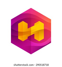 H letter mist or waves hexagon volume logo, vector design template elements