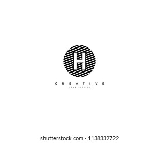 H Letter Modern Circle Stripped Logo