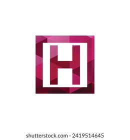 H letter monogram design with polygon triangle square shape red pink ruby gem colors vector eps