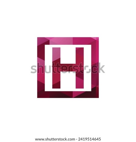 H letter monogram design with polygon triangle square shape red pink ruby gem colors vector eps