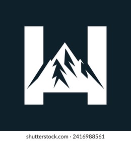 H letter mountain logo vector design 