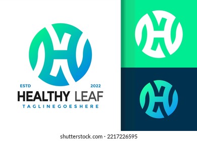 H Letra Nature Leaf Circle Diseño, logotipo de identidad de marca, vector, logotipo moderno, plantilla de ilustración vectorial de logotipos