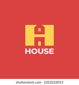 H letter negative space house logo design vector illustration