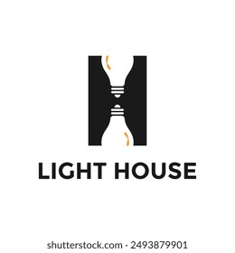 H letter Negative space LIGHT HOUSE business letter logo design