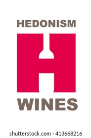 H letter negative space wine logotype