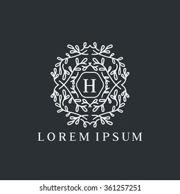 H letter negative vector logo template (sign, symbol, emblem, ornament)