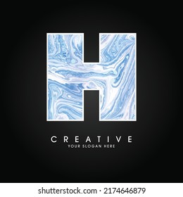 H Letter on Marble texture Initial. Creative Minimal Monochrome Monogram emblem design template. Graphic Alphabet Symbol for Luxury Fashion Corporate Business Identity. Elegant Vector element