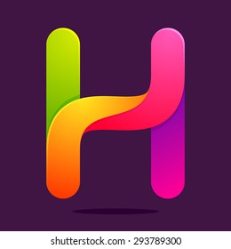 H letter one line colorful logo. Vector design template elements an icon for your application or company