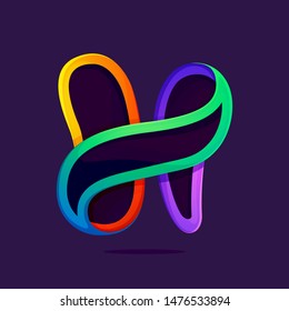H letter one line rainbow colors logo. Font style, vector design template elements for your application or corporate identity.