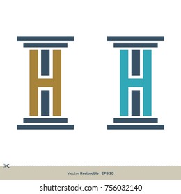 H Letter Pillar Legal, Attorney, Law Office Vector Logo Template Illustration Design. Vector EPS 10.