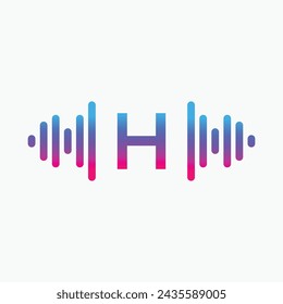 H letter with Pulse music player element. Logo template electronic music, equalizer, store, dj, nightclub, disco. Audio wave logo concept, Multimedia Technology themed, Abstract Shape vector