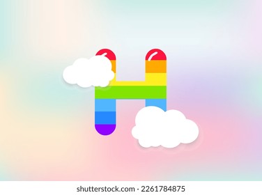 H Letter Rainbow patterns design, abstract rainbow letter for kids, love, family and scholl concept vector illustration design