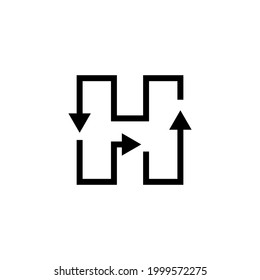 h ilustración del icono del vector del logotipo de reciclaje de letras