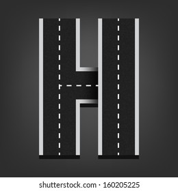 H letter. Road font