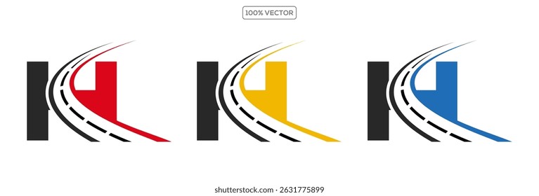 H letter road way logo creative design template in transparant background  