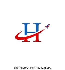 H letter rocket logo design