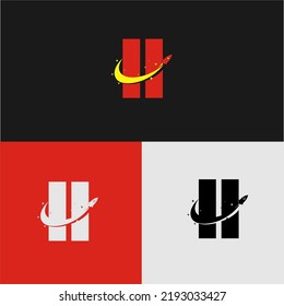 H letter rocket logo template design