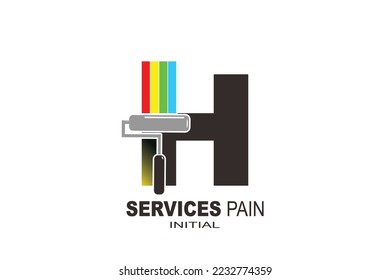 H Letter Roller paint services Vector logo template.