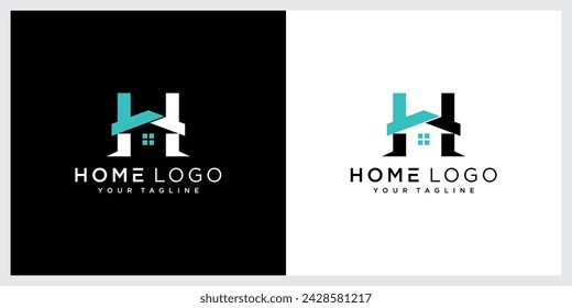 H letter roof shape logo template