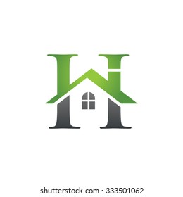H letter roof shape logo green