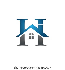 H letter roof shape logo blue