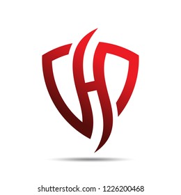 H Letter Shield Logo Design Template
