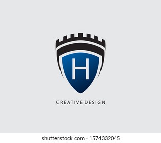 H Letter Shield Logo Icon Design.