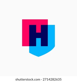 h letter shield protection security logo vector icon illustration