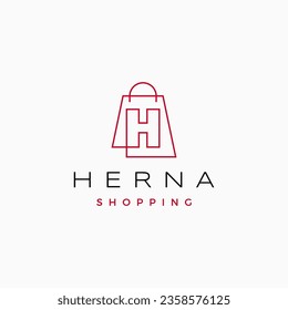 h letter Shop Shopping Bag Logo Vector Icon illustration