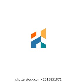 H letter simple geometric logo, human build