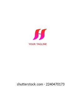 Letra H logotipo simple con color degradado