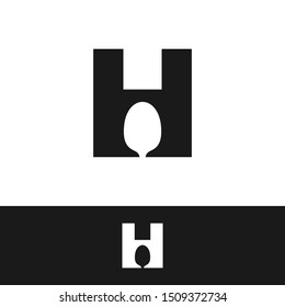 H Letter Spoon Logo Design Template Inspiration, Vector Illustration.
