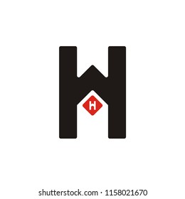 H letter square with h letter negative vector logo modern creative