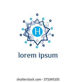 H letter in star shape vector logo template (sign, symbol, emblem, ornament)