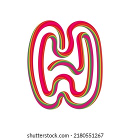 H-Brief mit wirlem Süßigkeiten. Vektorgrafik- und Zuckerschriftart für helles Logo, Ihre Anwendung, süße Identität und mehr