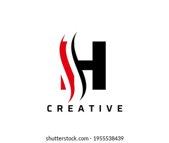 H Letter Swoosh Logo Design. Vector Lettering Illustration 