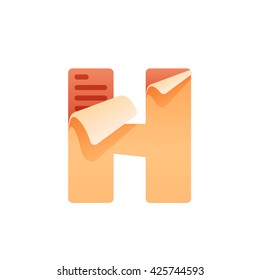 H letter with task list icon. Task list paper. Vector paper style typeface. Task list icon letter for card, app icon, corporate identity, label or poster.