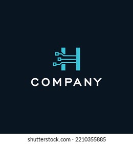 H Letter tech dot logo design for symbols of technology, internet, systems, Artificial Intelligence and computers