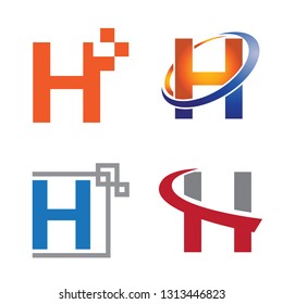 H Letter Technology Internet Symbol Logo Template