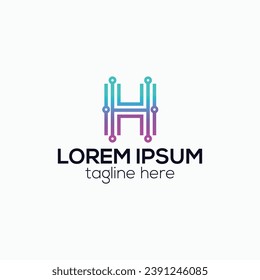 H letter technology or tech logo design vector illustration template
